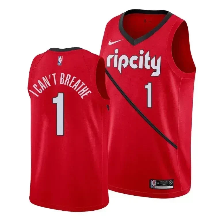 Anfernee Simons I Can't Breathe Portland Trail Blazers Social Justice Earned Red Swingman Jersey