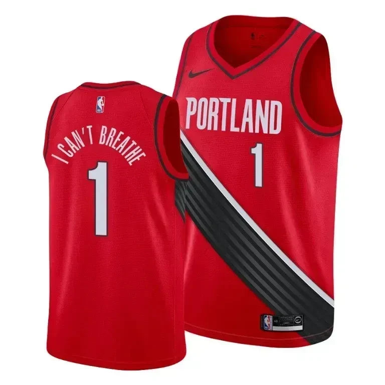 Anfernee Simons I Can't Breathe Portland Trail Blazers Social Justice Statement Red Swingman Jersey