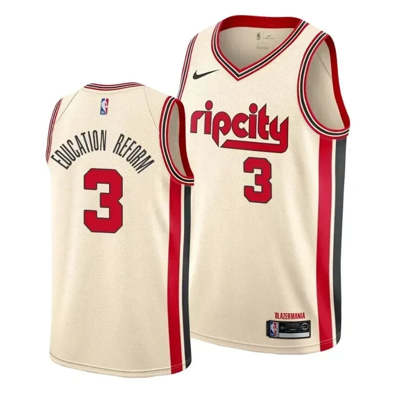 C.J. McCollum Education Reform Portland Trail Blazers Social Justice City Cream Swingman Jersey