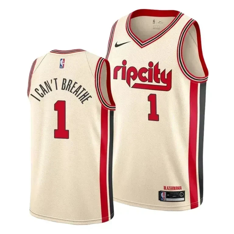 Anfernee Simons I Can't Breathe Portland Trail Blazers Social Justice City Cream Swingman Jersey