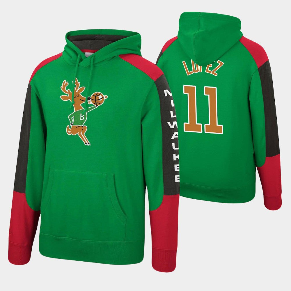 Brook Lopez Milwaukee Bucks Hardwood Classic Fusion Fleece Pullover Hoodie