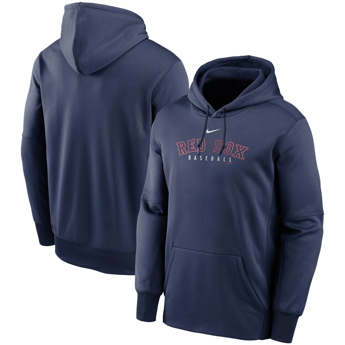 Boston Red Sox Navy Outline Wordmark Fleece Performance Pullover Hoodie