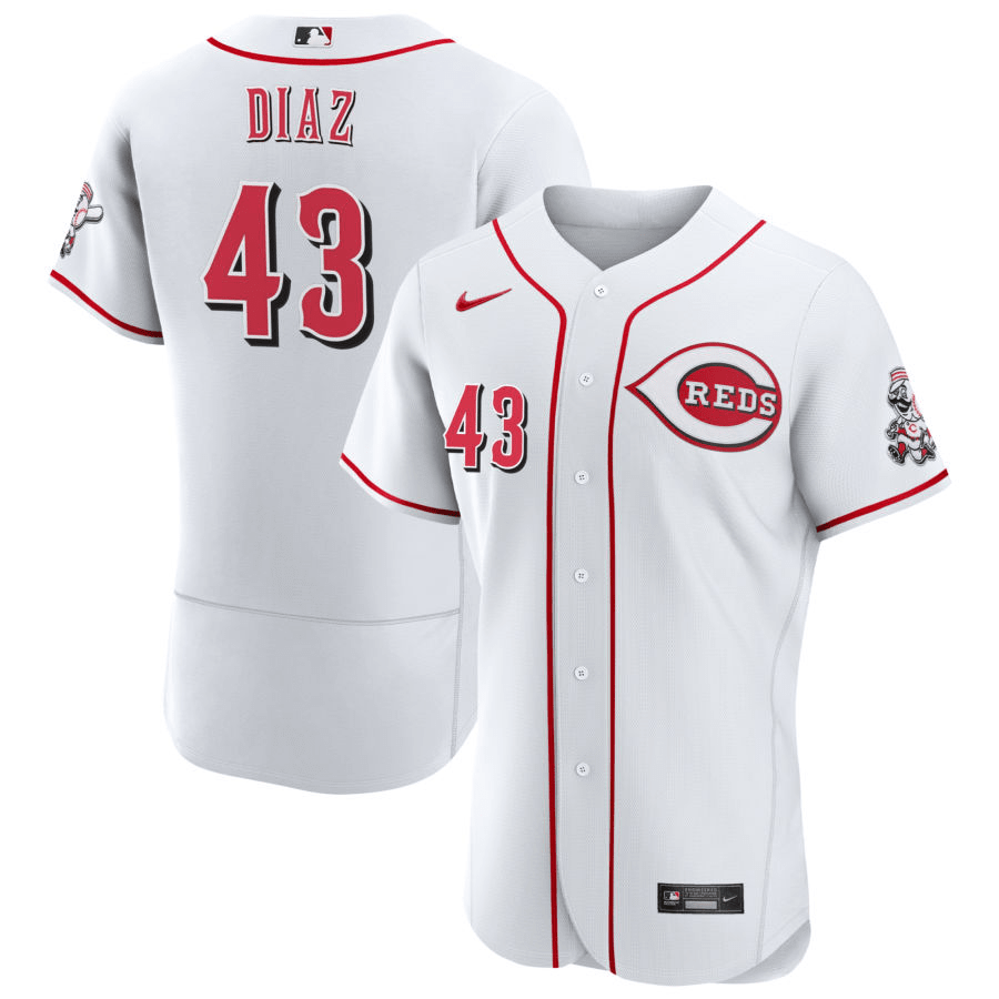 Alexis Diaz Cincinnati Reds Home White Baseball Player Jersey
