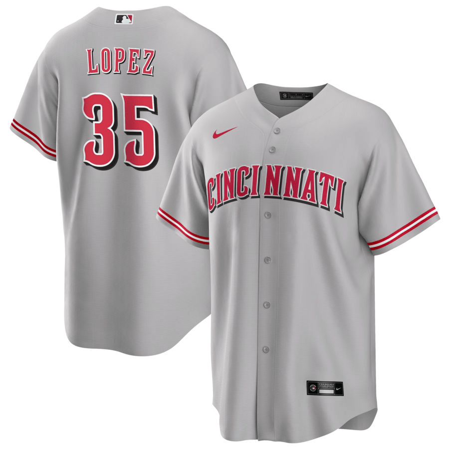 Alejo Lopez Cincinnati Reds Road Gray Baseball Player Jersey