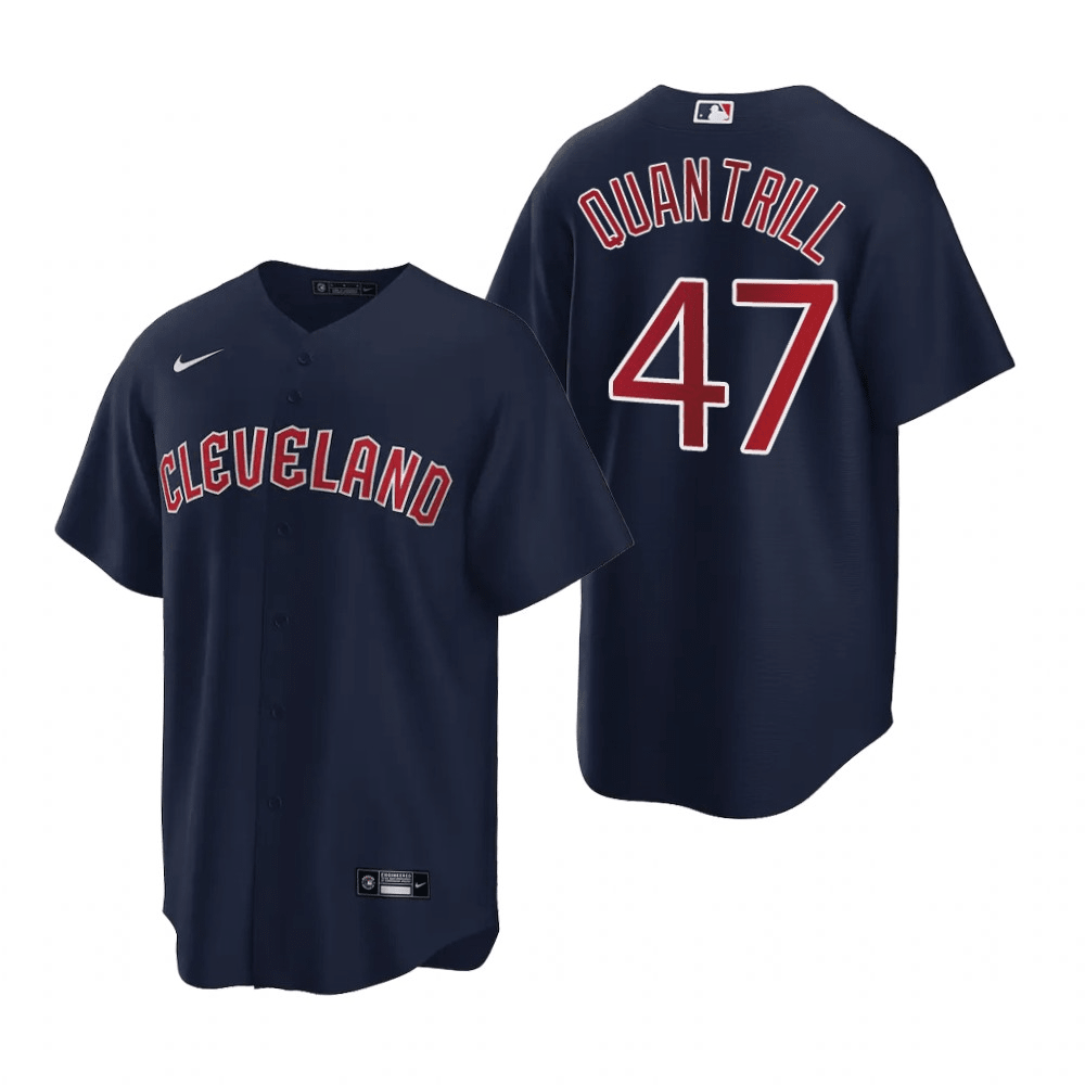 Cal Quantrill Cleveland Guardians Alternate Navy Baseball Player Jersey