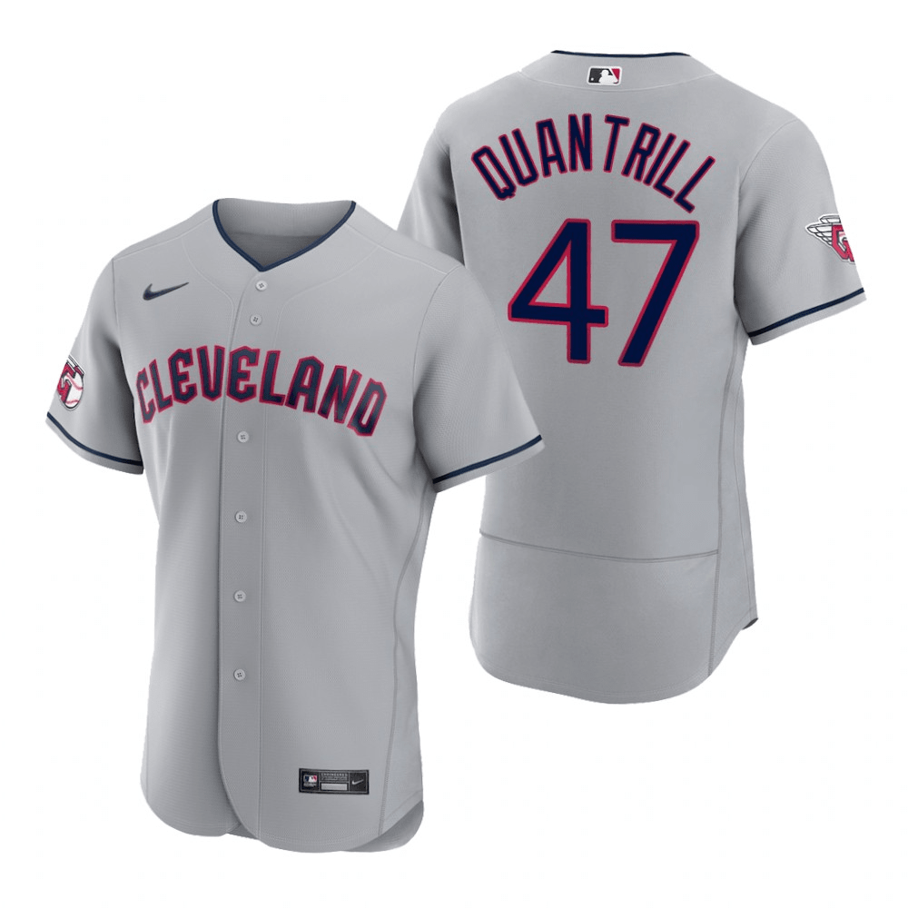 Cal Quantrill Cleveland Guardians Road Gray Baseball Player Jersey