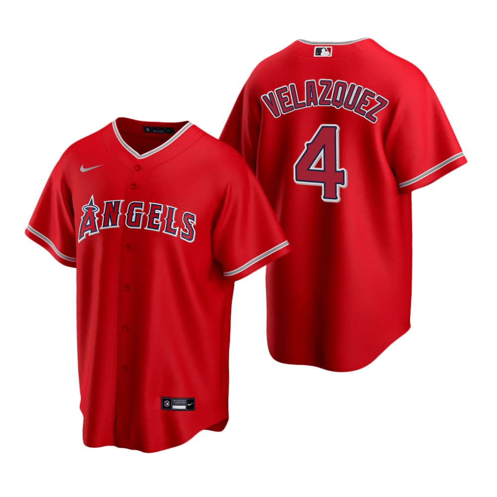 Andrew Velazquez Los Angeles Angels Alternate Red Baseball Player Jersey