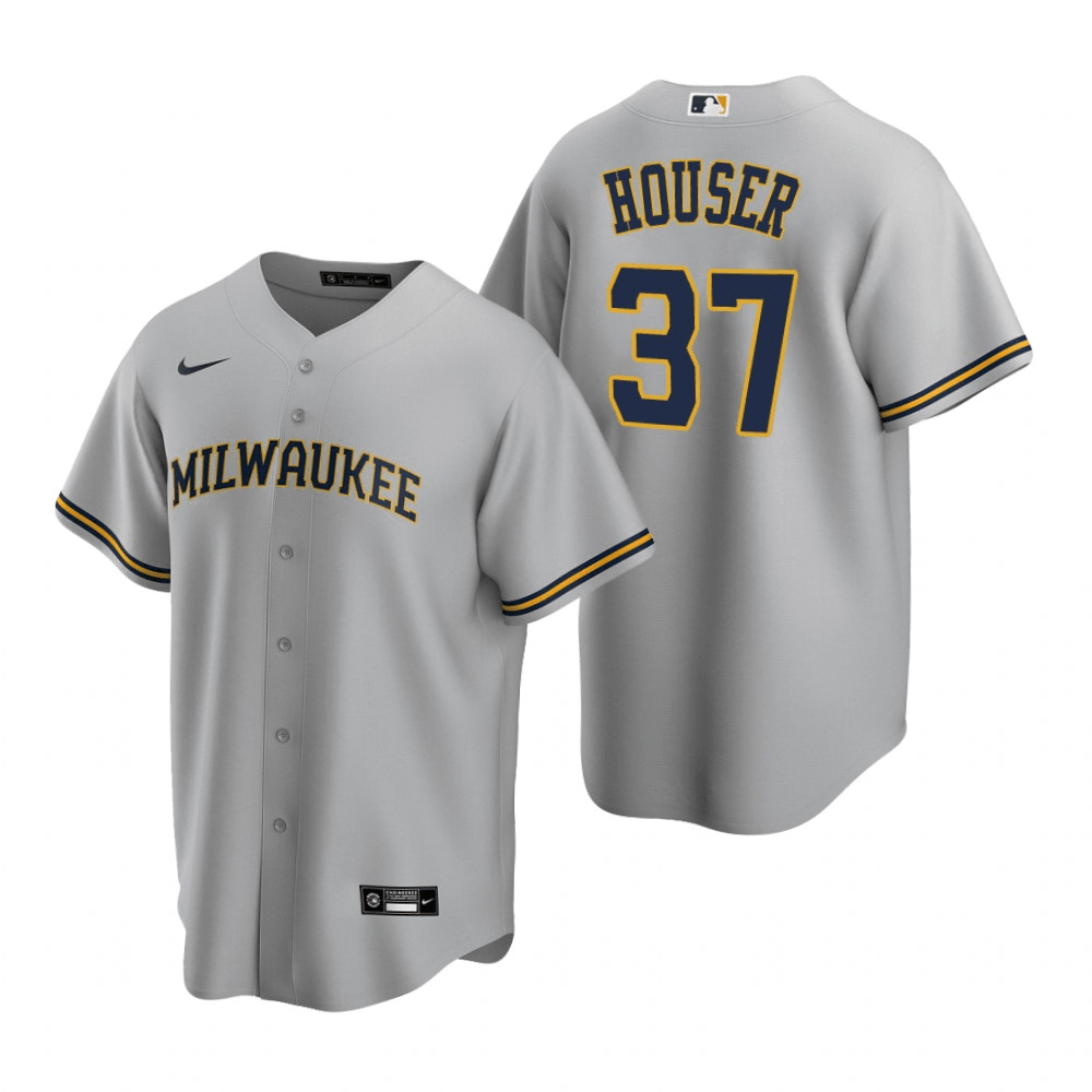 Adrian Houser Milwaukee Brewers Road Gray Baseball Player Jersey