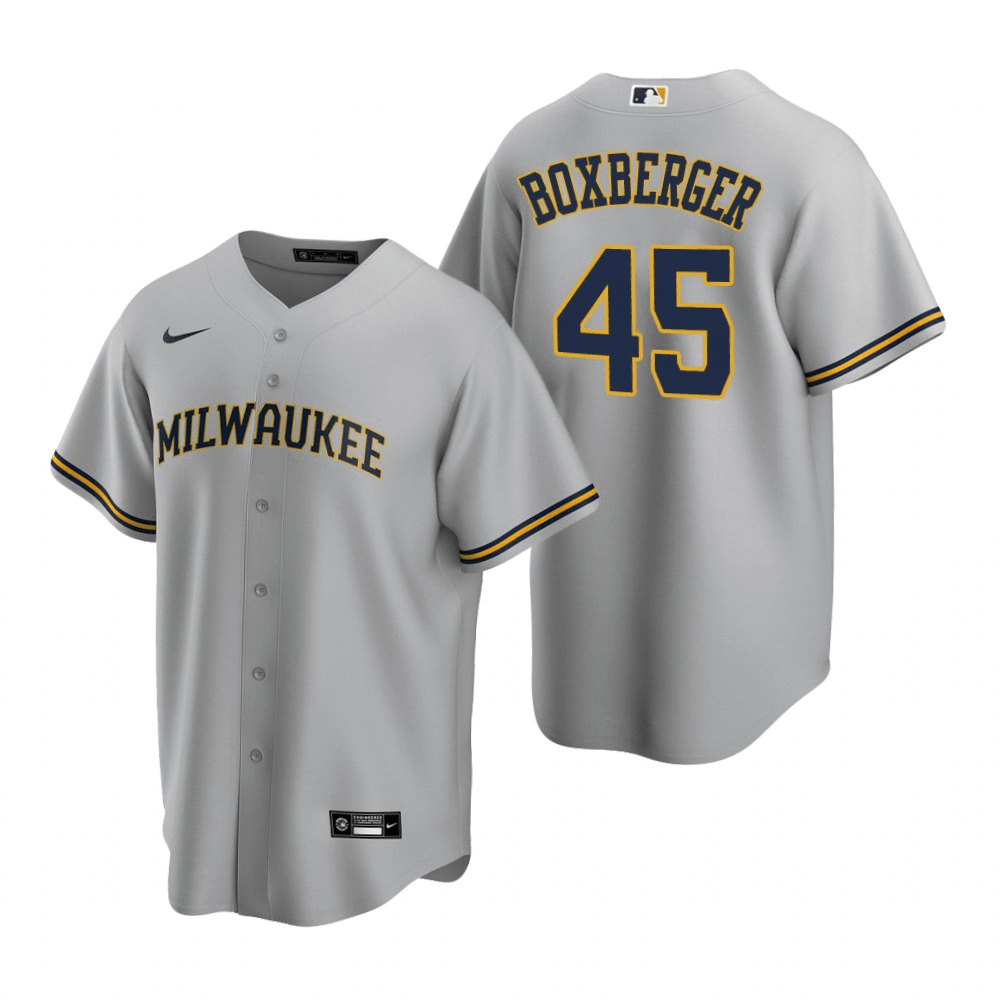 Brad Boxberger Milwaukee Brewers Road Gray Baseball Player Jersey