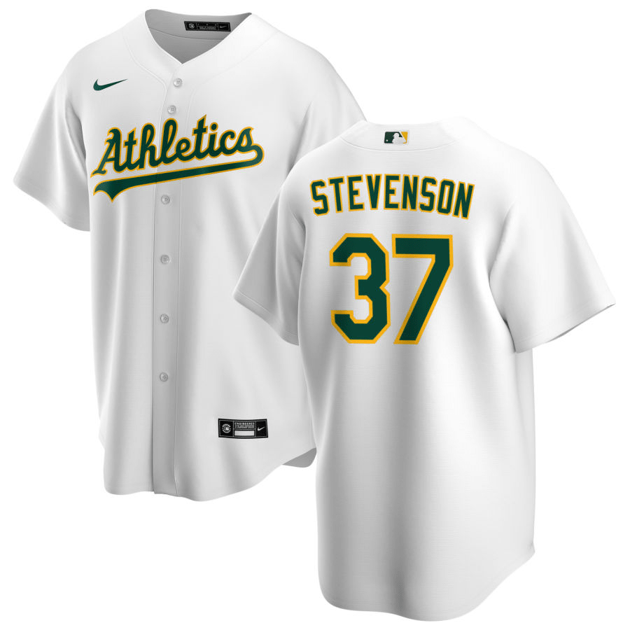 Cal Stevenson Oakland Athletics Home White Baseball Player Jersey