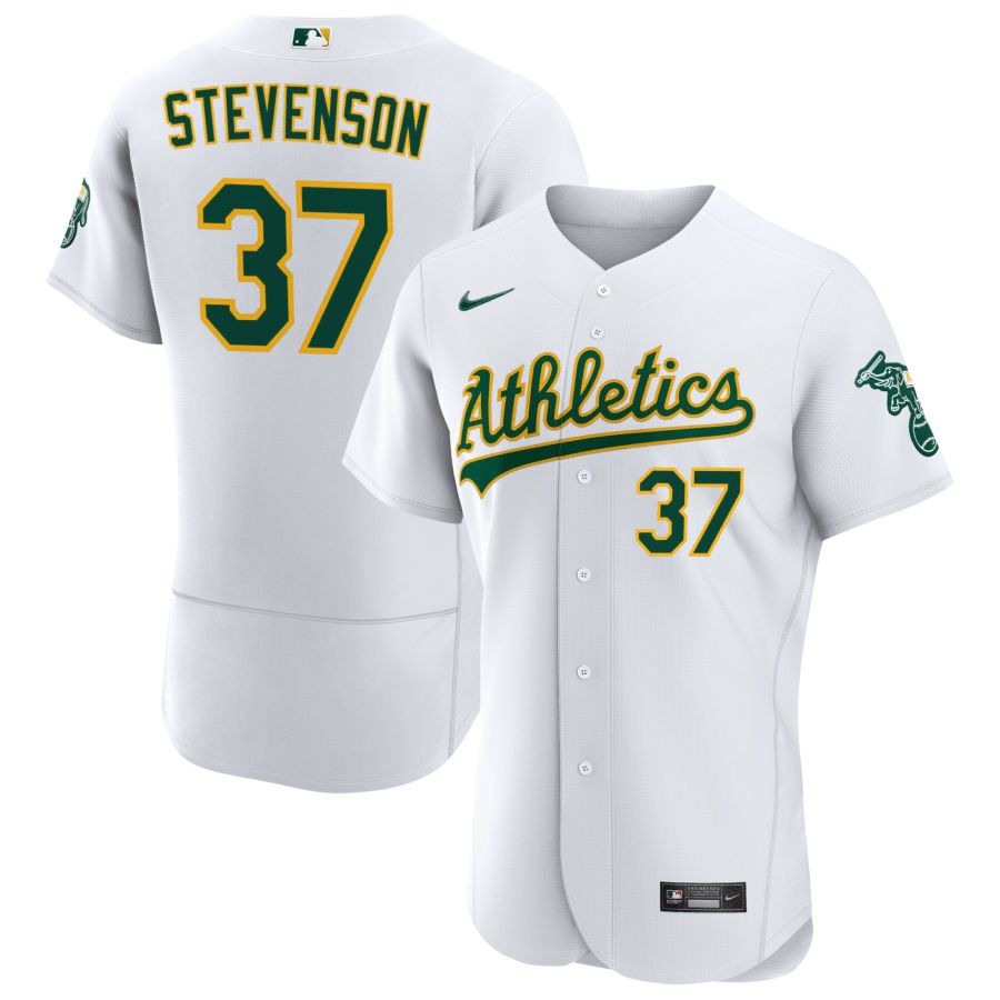 Cal Stevenson Oakland Athletics Home White Baseball Player Jersey