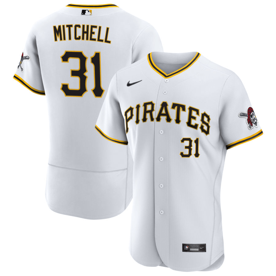 Cal Mitchell Pittsburgh Pirates Home White Baseball Player Jersey