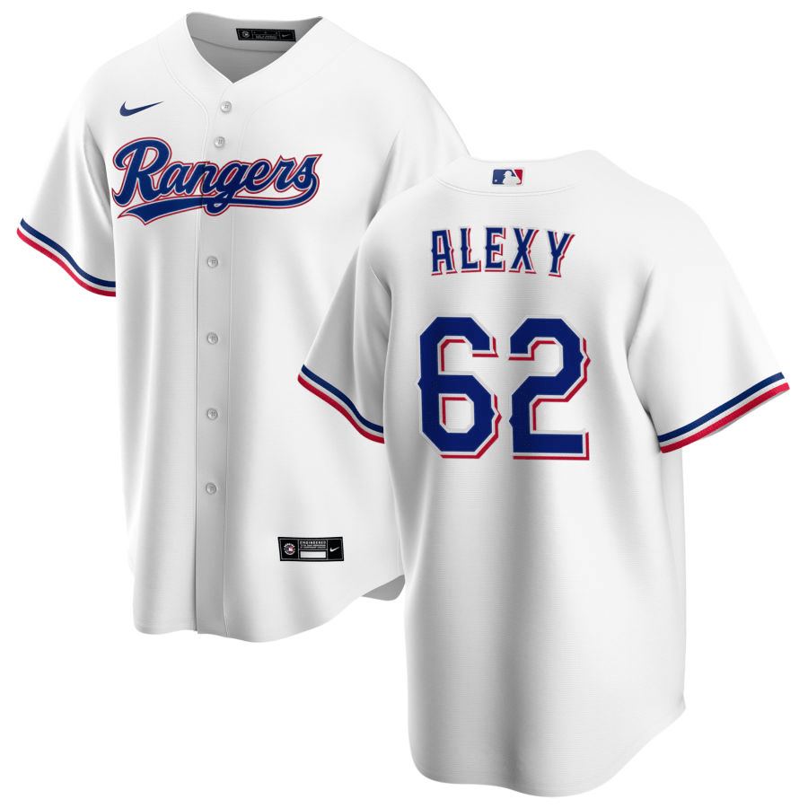 A.J. Alexy Texas Rangers Home White Baseball Player Jersey