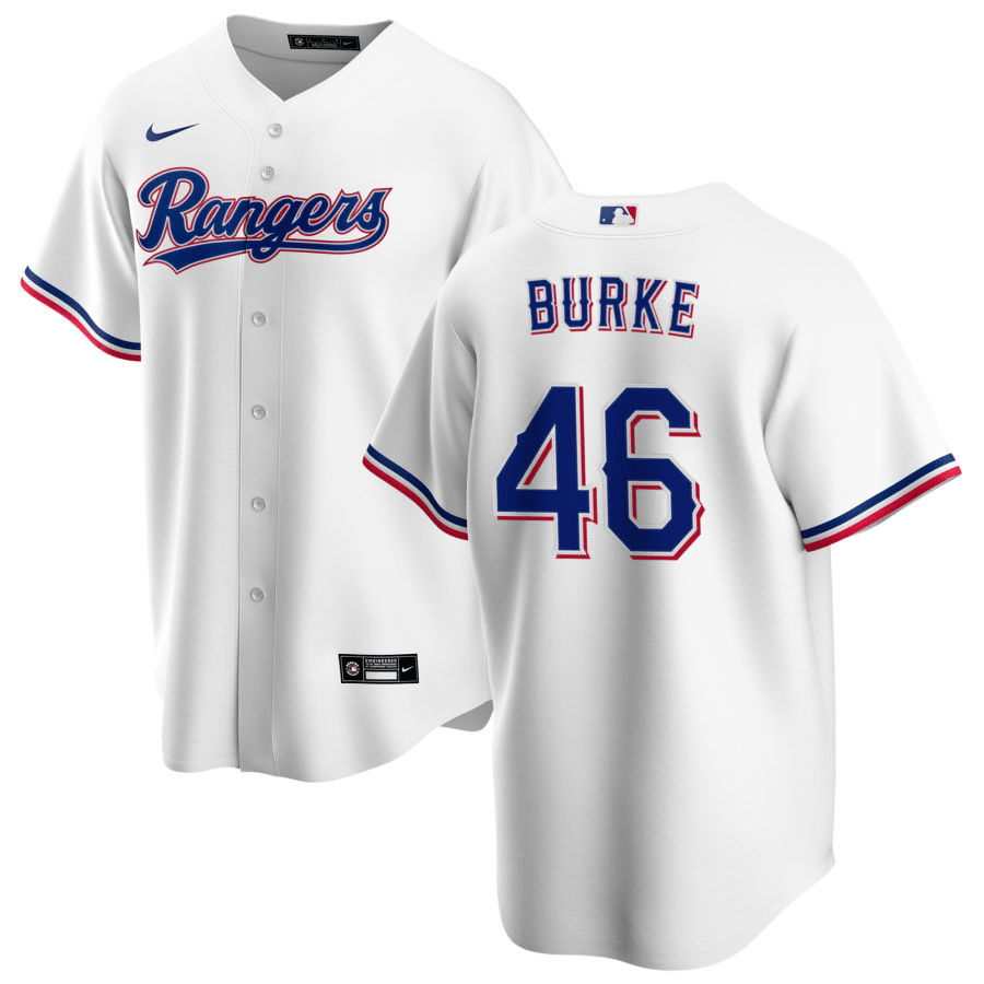 Brock Burke Texas Rangers Home White Baseball Player Jersey