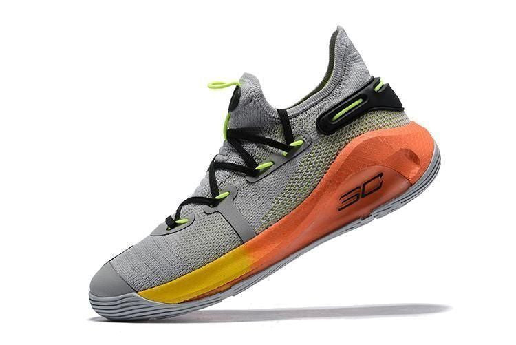 Men's Curry 6 Christmas Grey Orange Shoes