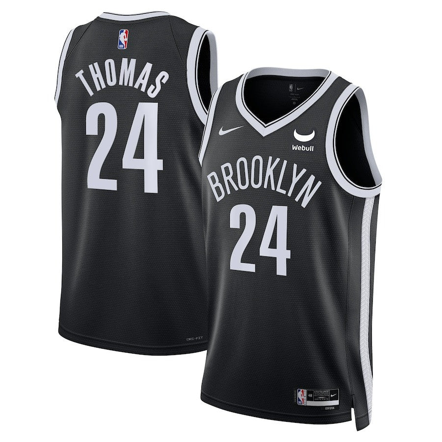 Cam Thomas Brooklyn Nets NBA Swingman Badge Player Black Jersey