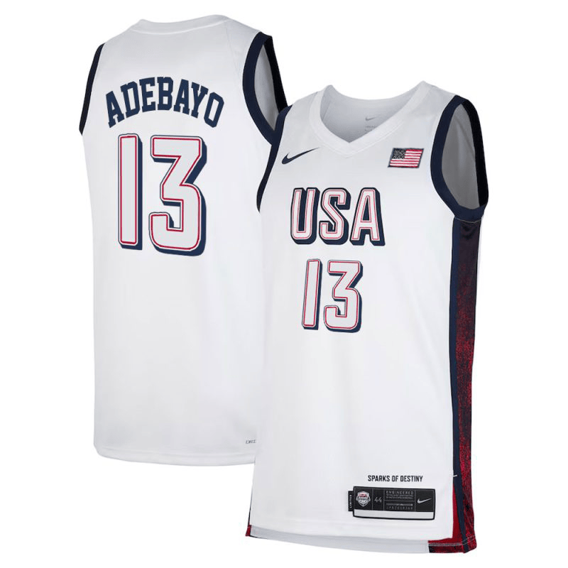 Bam Adebayo USA National Team 2024 Match Edition Fan Game White Jersey
