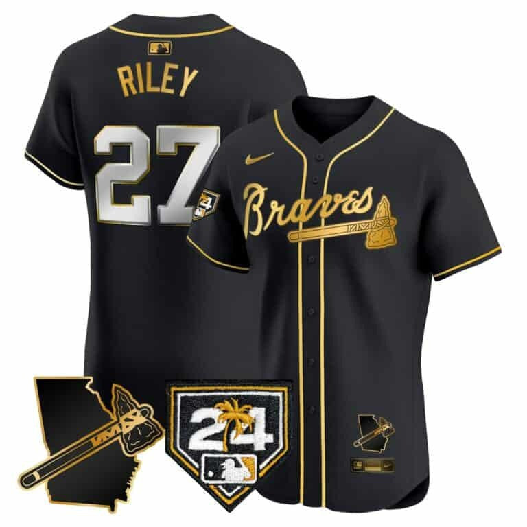 Austin Riley Atlanta Braves 2024 Spring Training & Georgia Patch Vapor Premier Elite Black Jersey