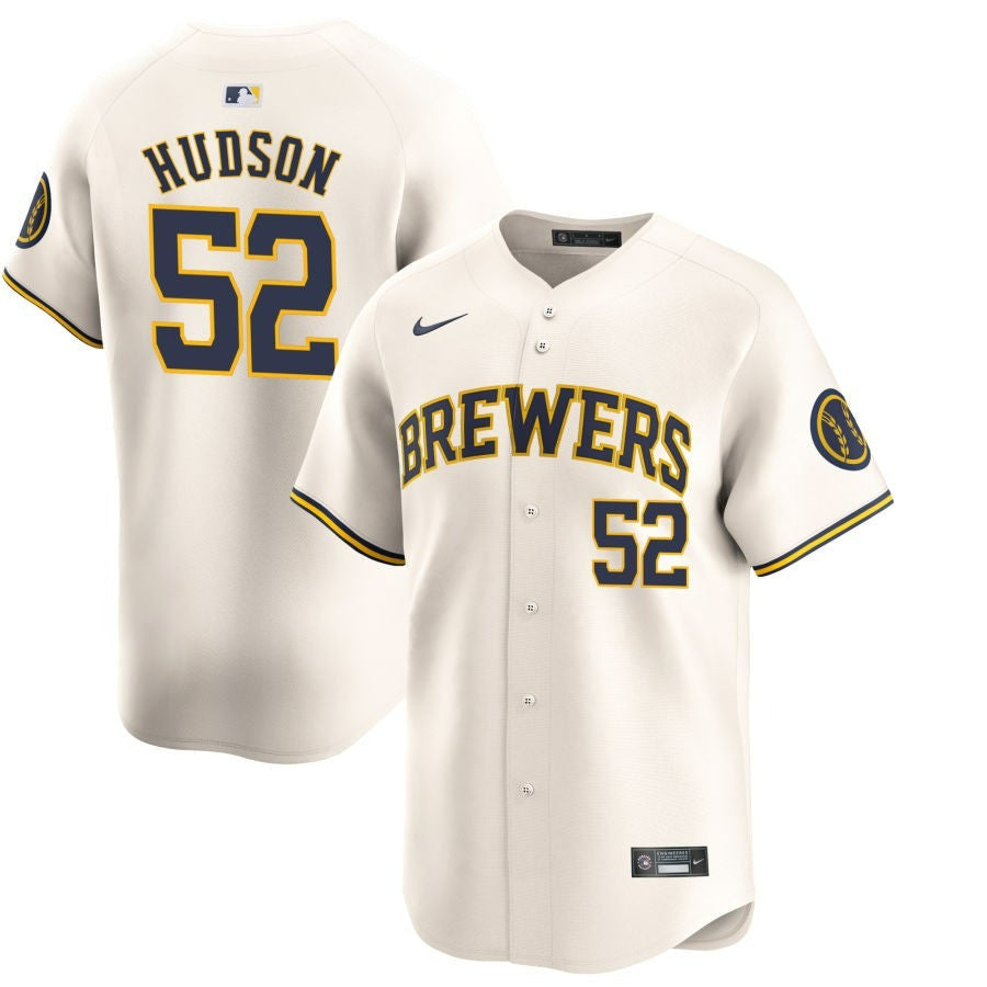 Bryan Hudson Milwaukee Brewers 2024 Cream Home Limited Jersey