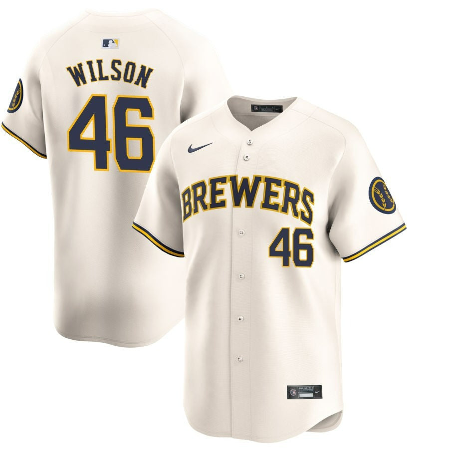 Bryse Wilson Milwaukee Brewers 2024 Cream Home Limited Jersey
