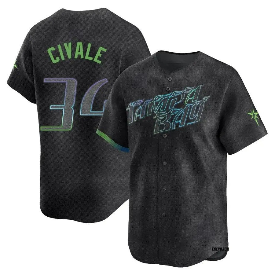 Aaron Civale Tampa Bay Rays 2024 Charcoal City Connect Limited Player Jersey