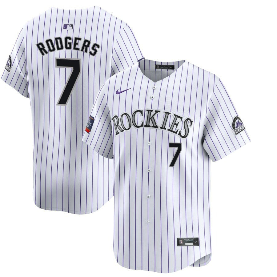 Brendan Rodgers Colorado Rockies 2024 White Home Limited Player Jersey