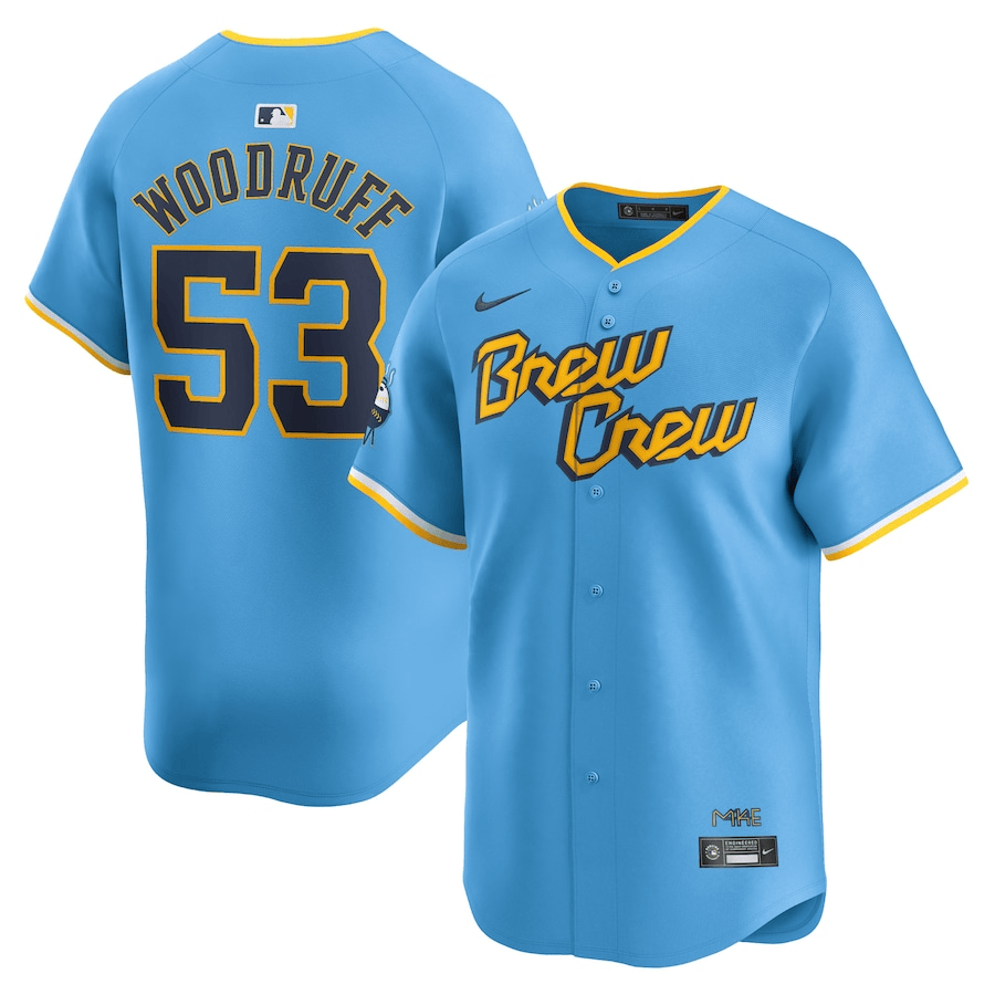Brandon Woodruff Milwaukee Brewers 2024-2025 City Connect Team Blue Jersey