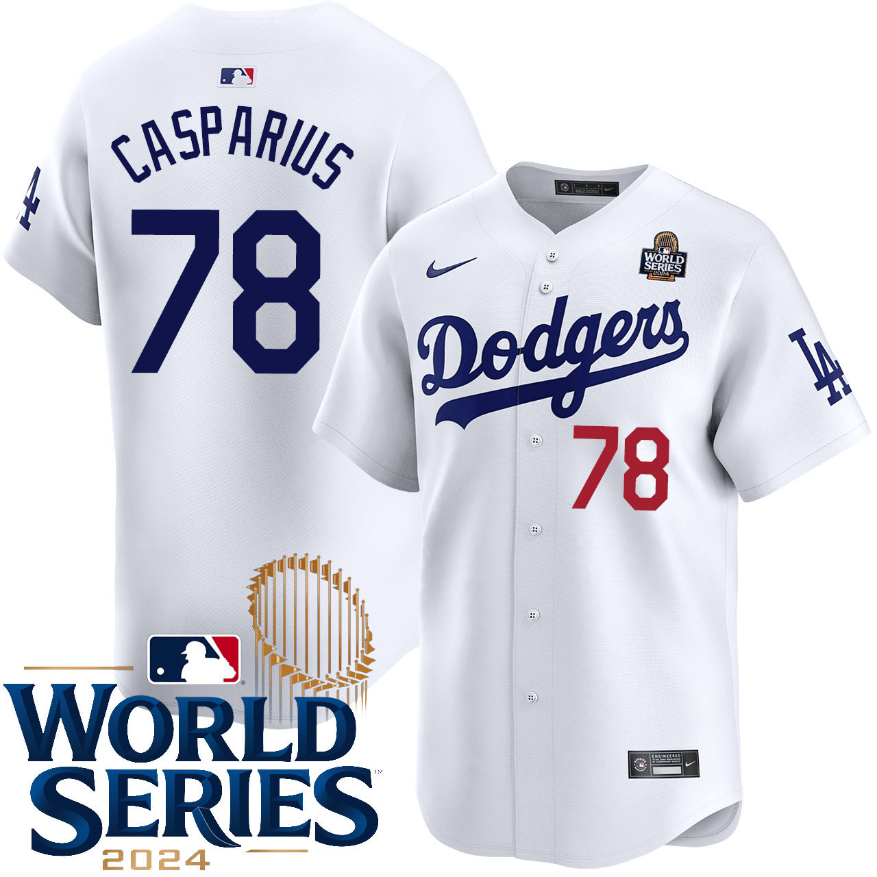 Ben Casparius Los Angeles Dodgers 2024 Home Limited World Series White Jersey