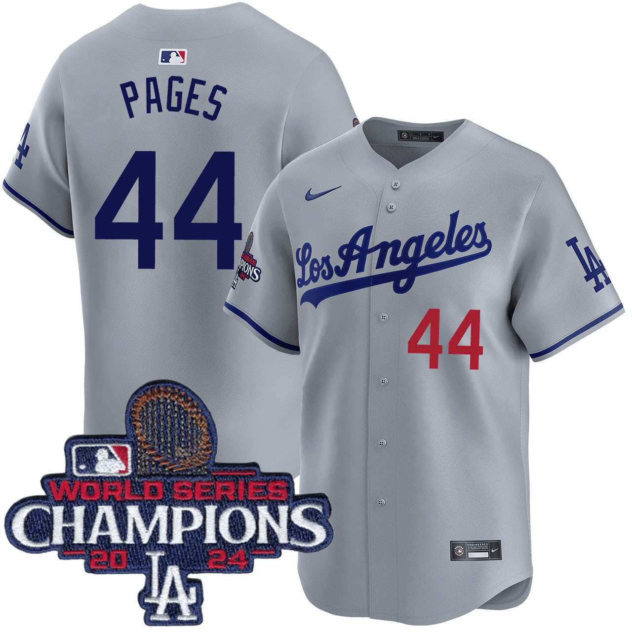 Andy Pages Los Angeles Dodgers 2024 Road Limited World Series Champions Grey Jersey