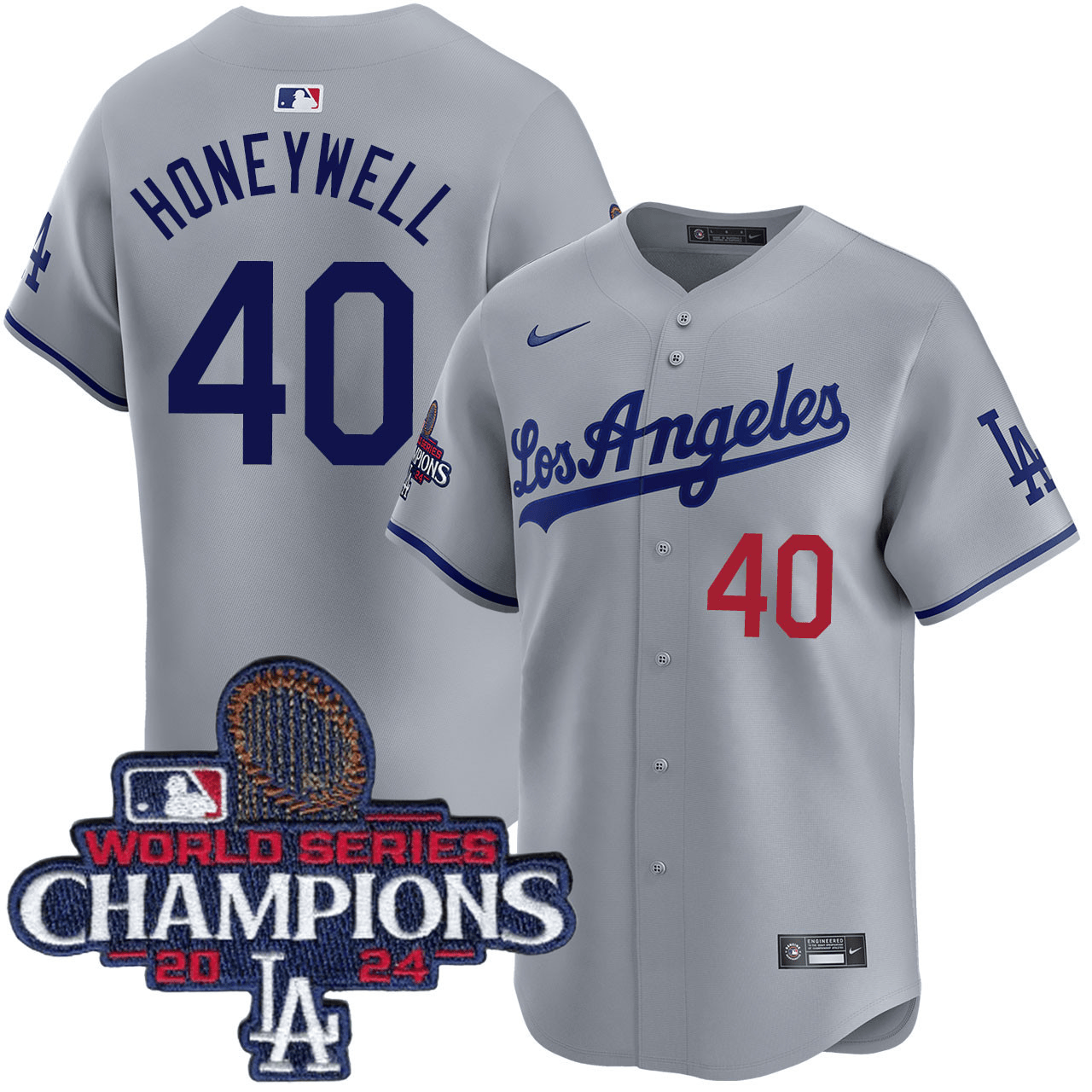 Brent Honeywell Los Angeles Dodgers 2024 Road Limited World Series Champions Grey Jersey