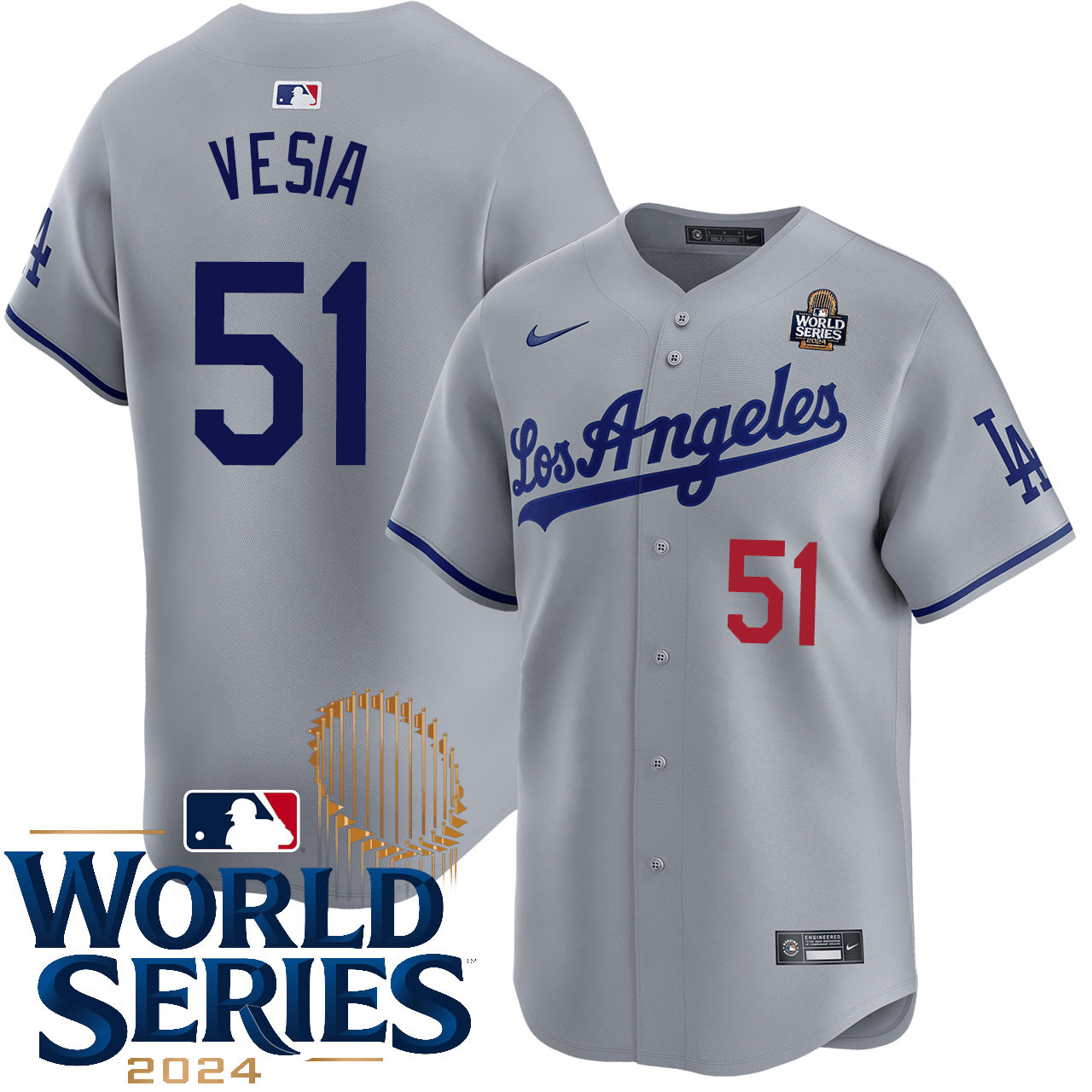 Alex Vesia Los Angeles Dodgers 2024 Road Limited World Series Grey Jersey