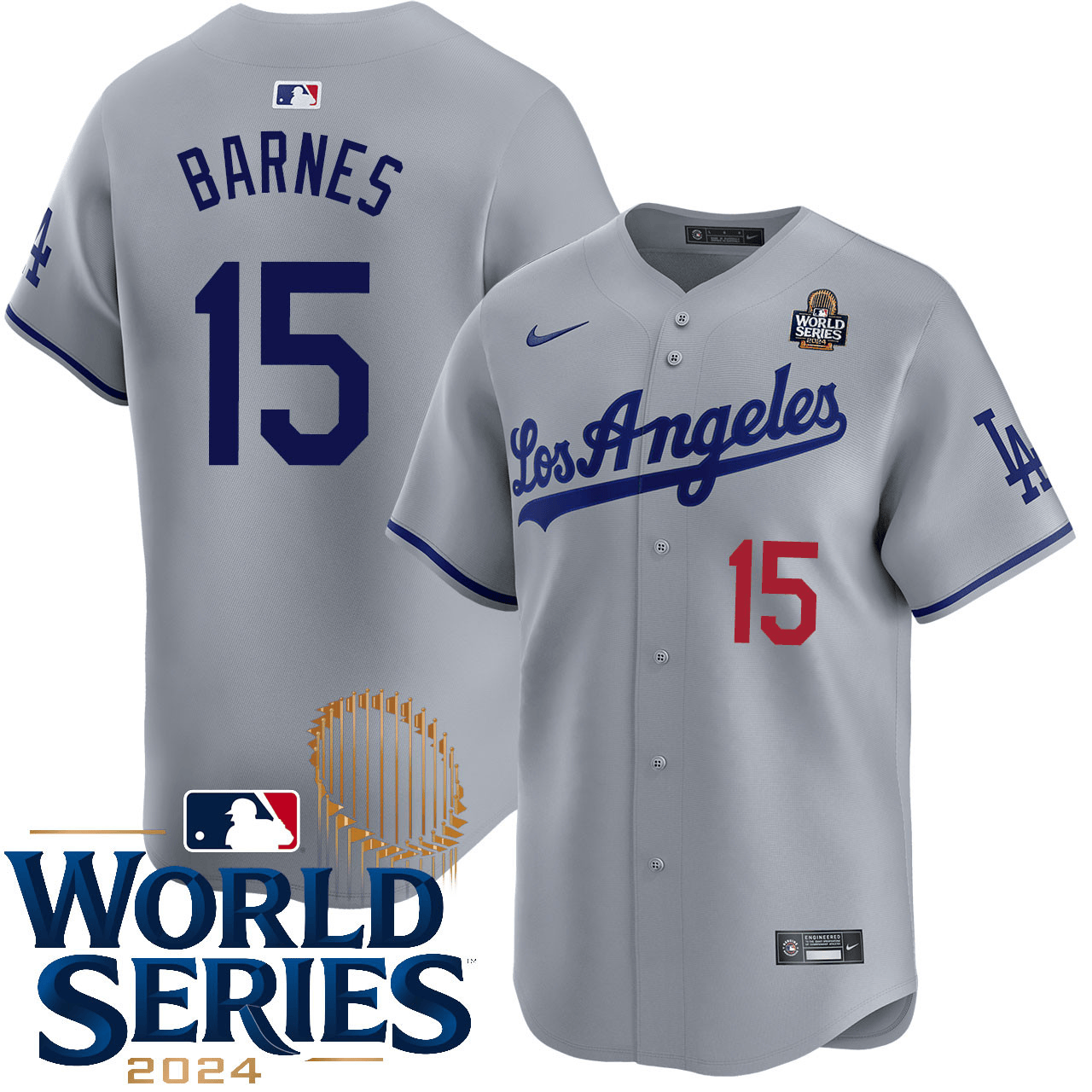 Austin Barnes Los Angeles Dodgers 2024 Road Limited World Series Grey Jersey
