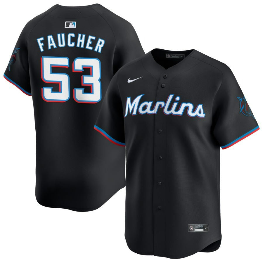 Calvin Faucher Miami Marlins 2025 Alternate Limited Jersey – Black