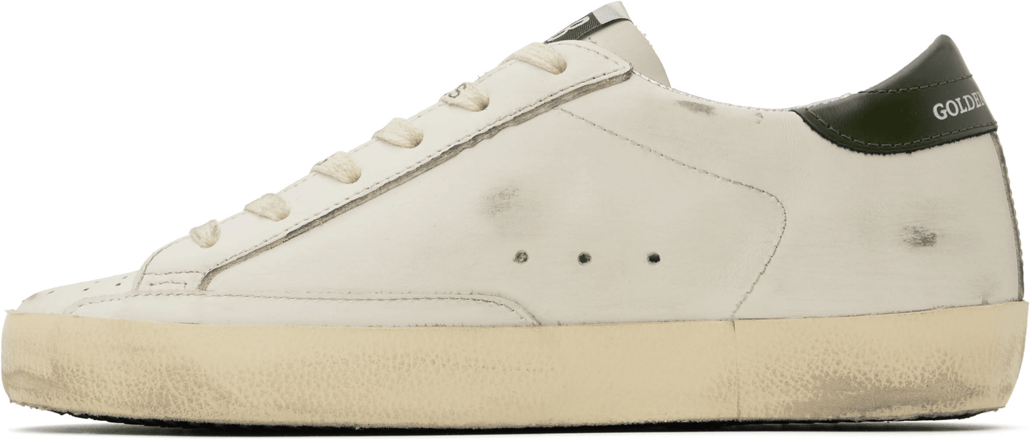 Men's SSENSE Exclusive White Super-Star Sneakers In Dark green