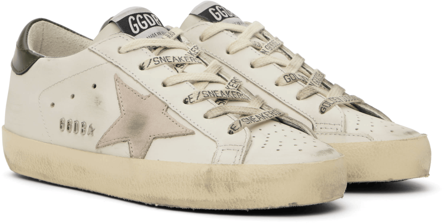 Men's SSENSE Exclusive White Super-Star Sneakers In Dark green