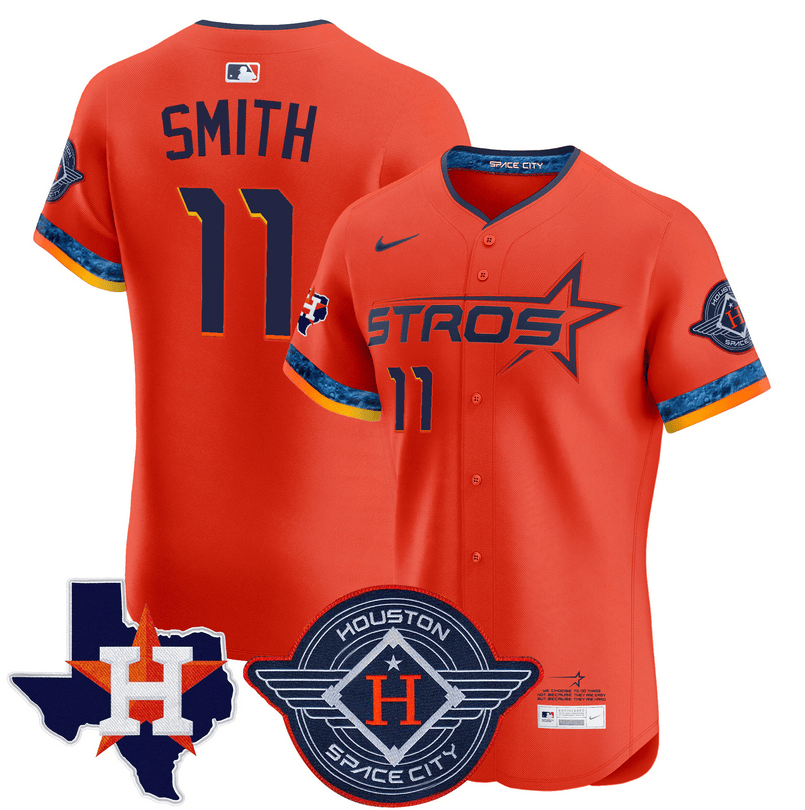 Cam Smith Houston Astros 2025 City Connect Texas Patch Vapor Premier Elite Jersey - Orange