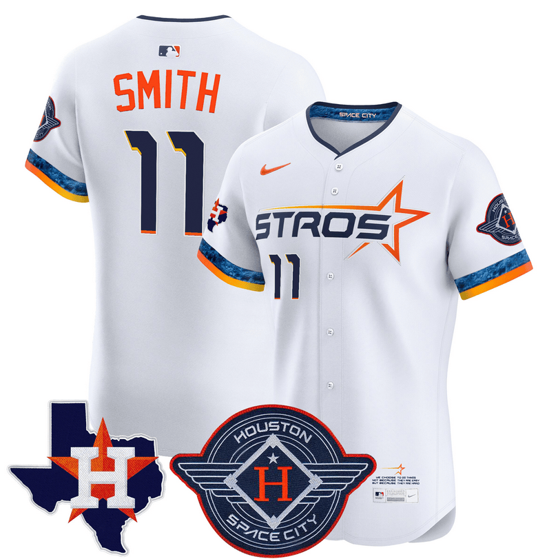 Cam Smith Houston Astros 2025 City Connect Texas Patch Vapor Premier Elite Jersey - White
