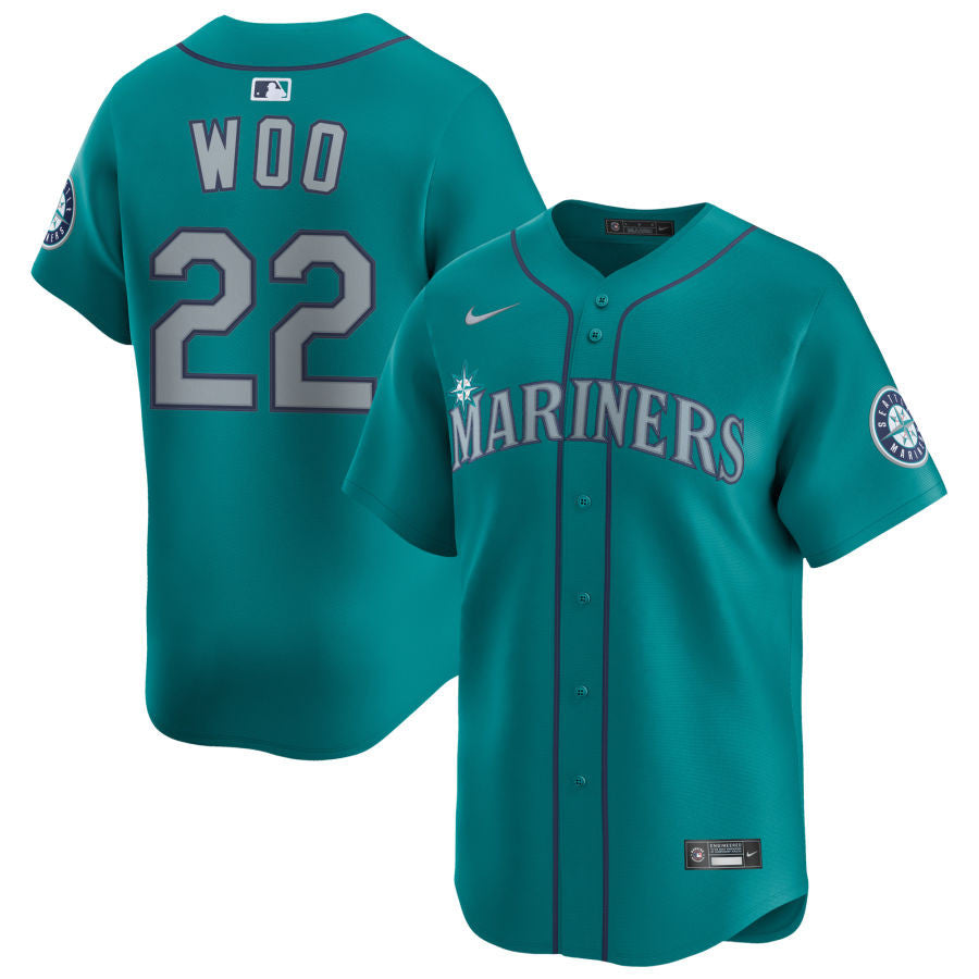 Bryan Woo Seattle Mariners 2025 Alternate Limited Jersey - Aqua