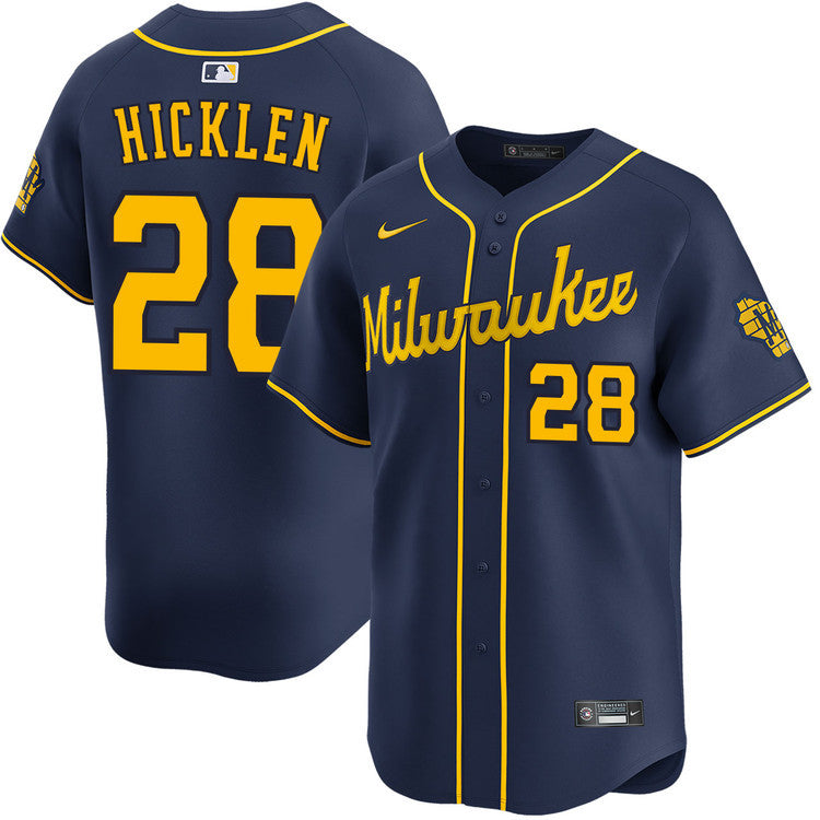 Brewer Hicklen Milwaukee Brewers 2025 Alternate Limited Jersey - Navy