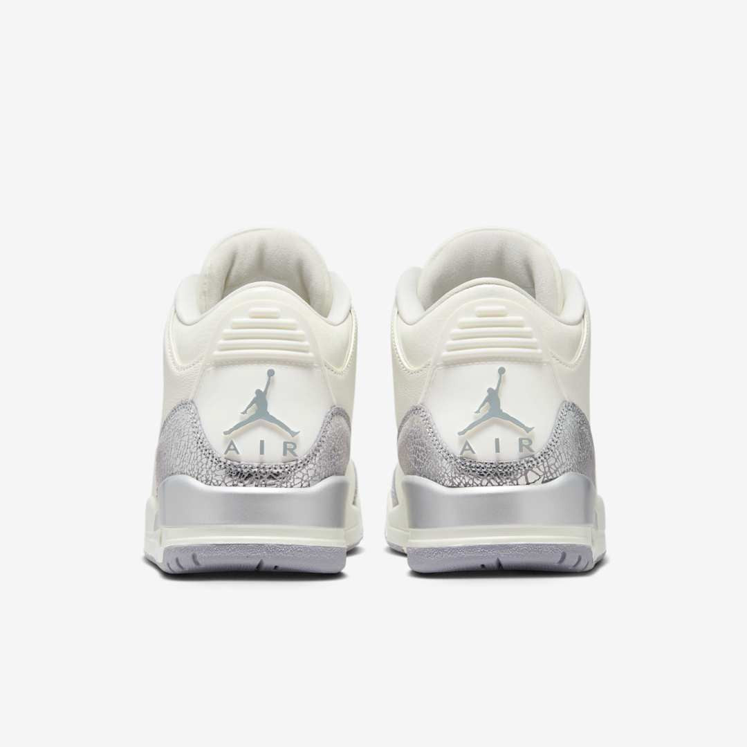 Men's Nike Air Jordan 3 Sail Metallic Silver Shoes