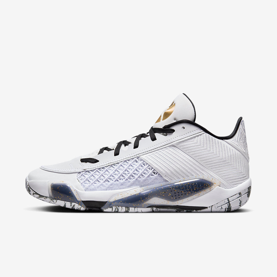 Men's Nike Air Jordan 38 White Metallic Gold Shoes