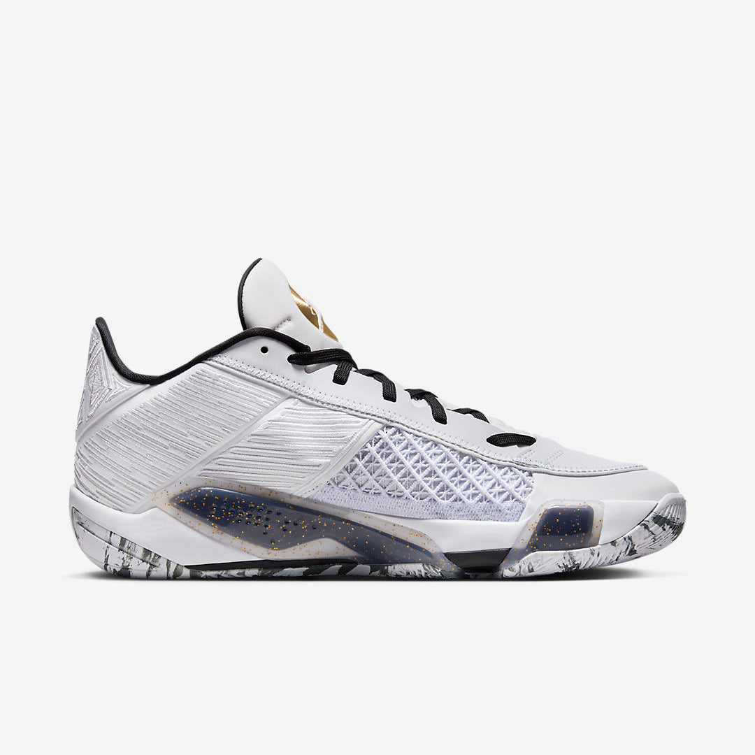 Men's Nike Air Jordan 38 White Metallic Gold Shoes