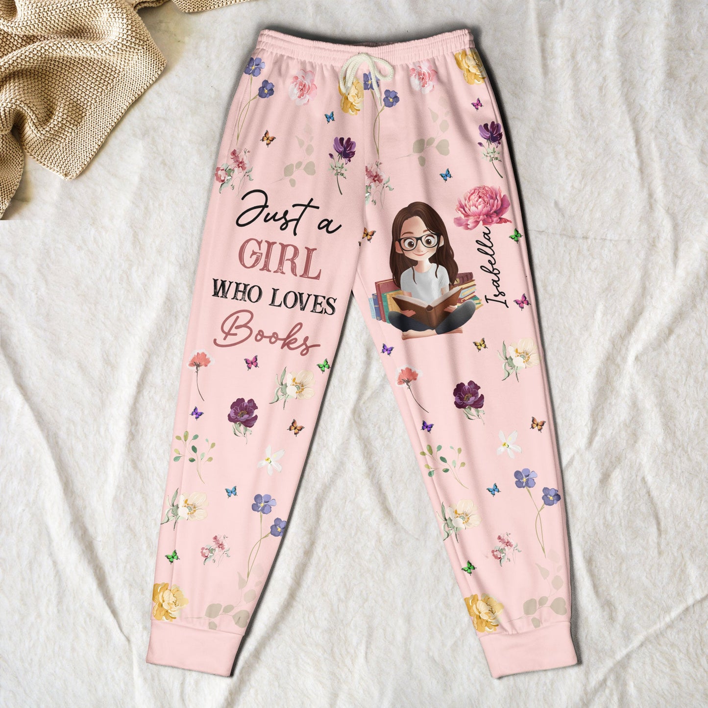 Birth Flower Book Lover - Personalized Sweatpants