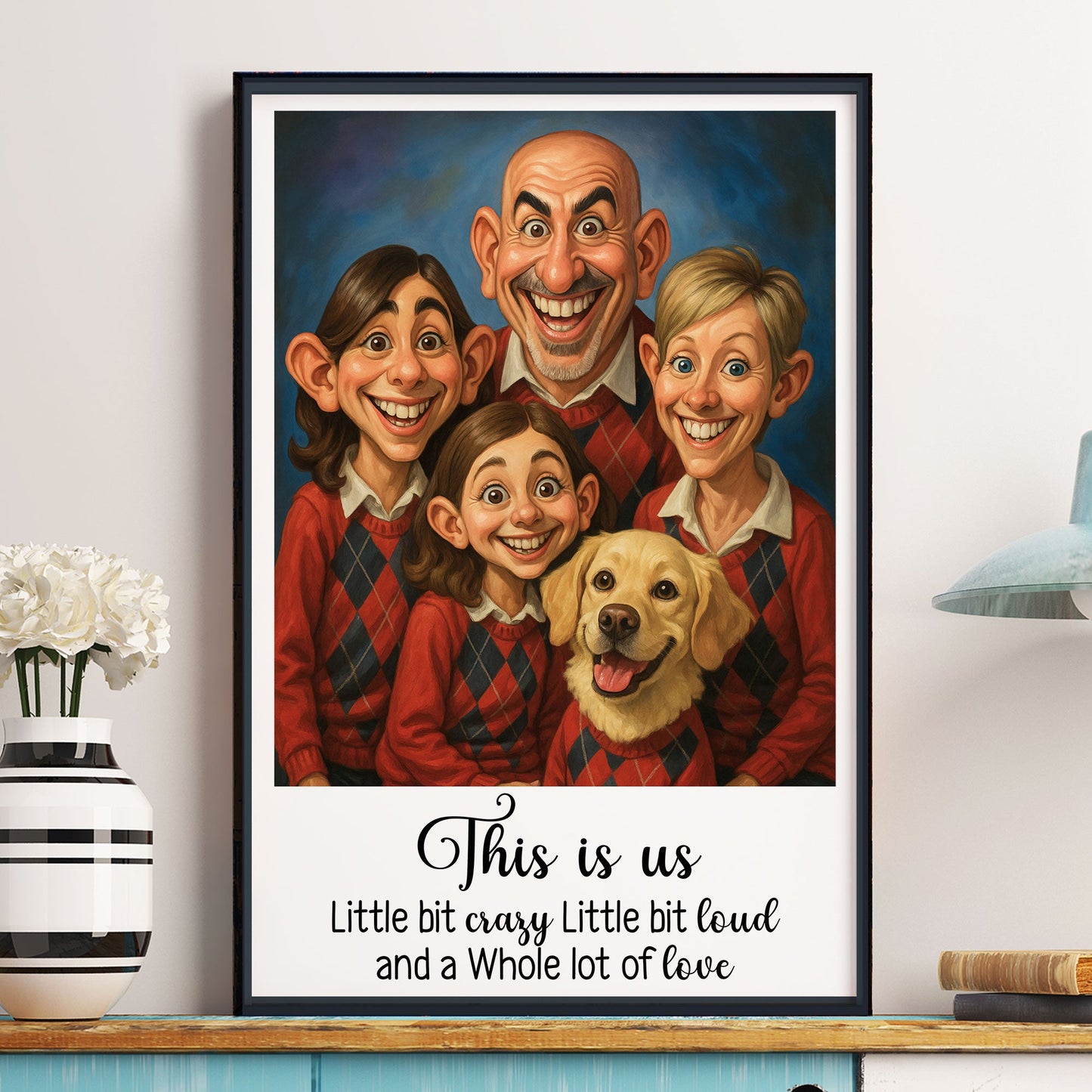 Caricature Wall Art For Family, Siblings, Sisters - Cartoon Your Photo - Personalized Photo Poster