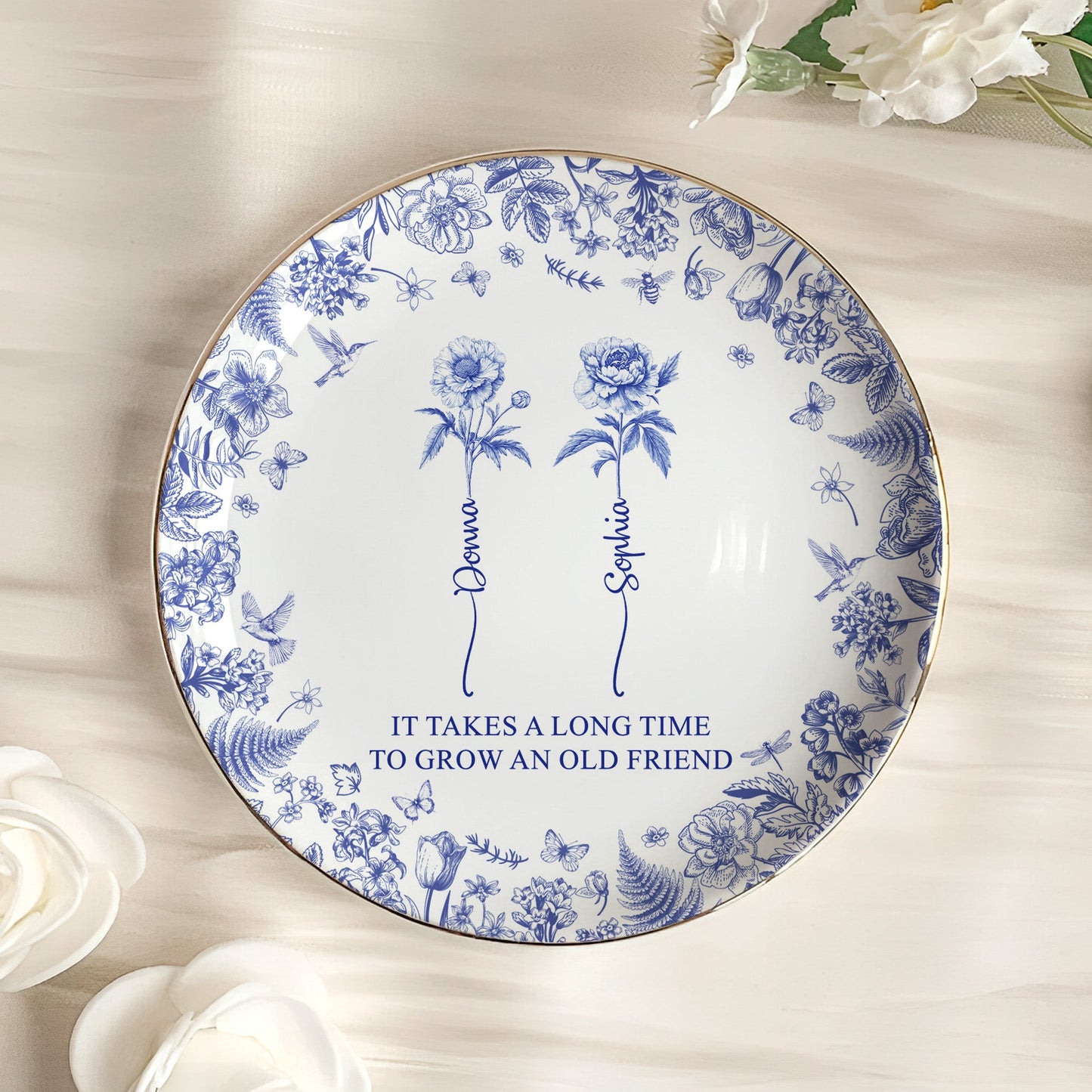 It Takes A Long Time To Grow An Old Friend - Personalized Jewelry Dish Christmas Gift For Friend