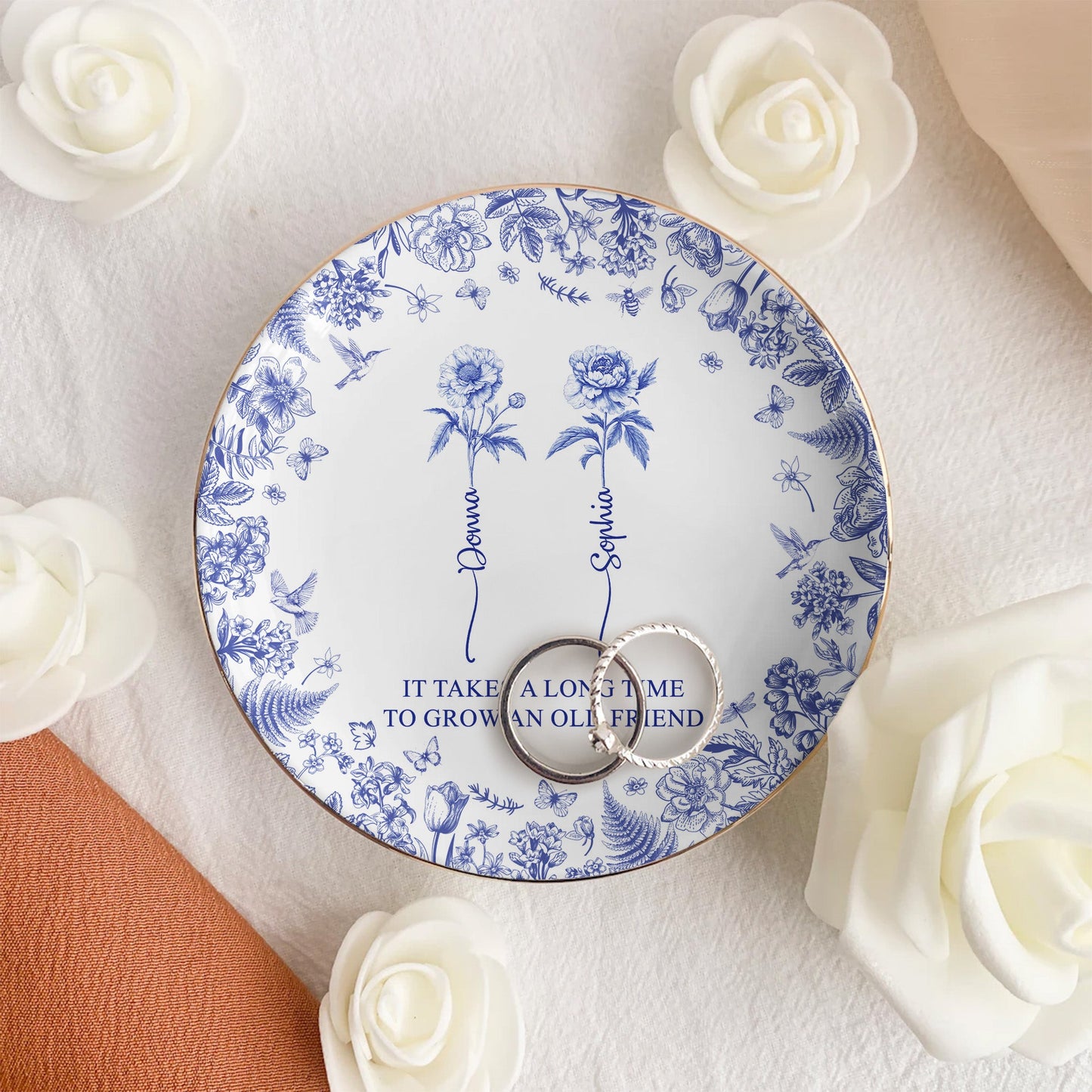 It Takes A Long Time To Grow An Old Friend - Personalized Jewelry Dish Christmas Gift For Friend