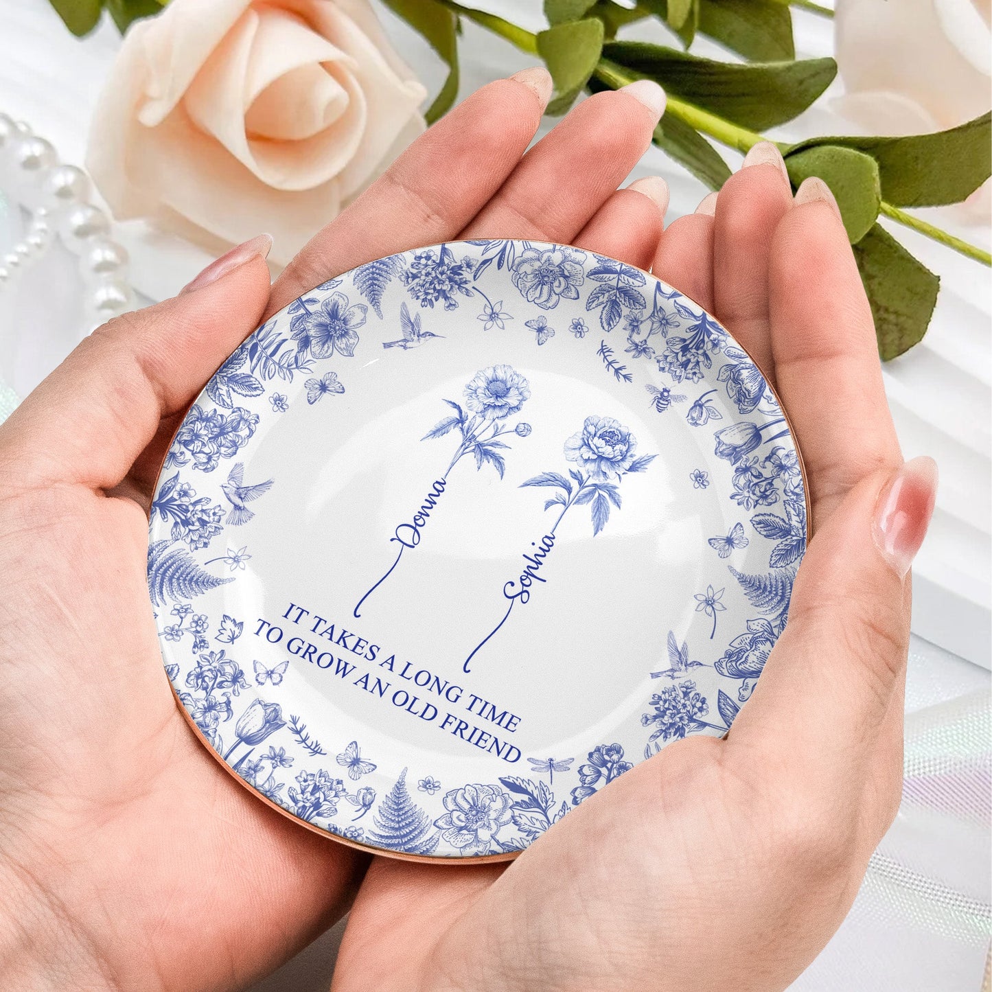 It Takes A Long Time To Grow An Old Friend - Personalized Jewelry Dish Christmas Gift For Friend