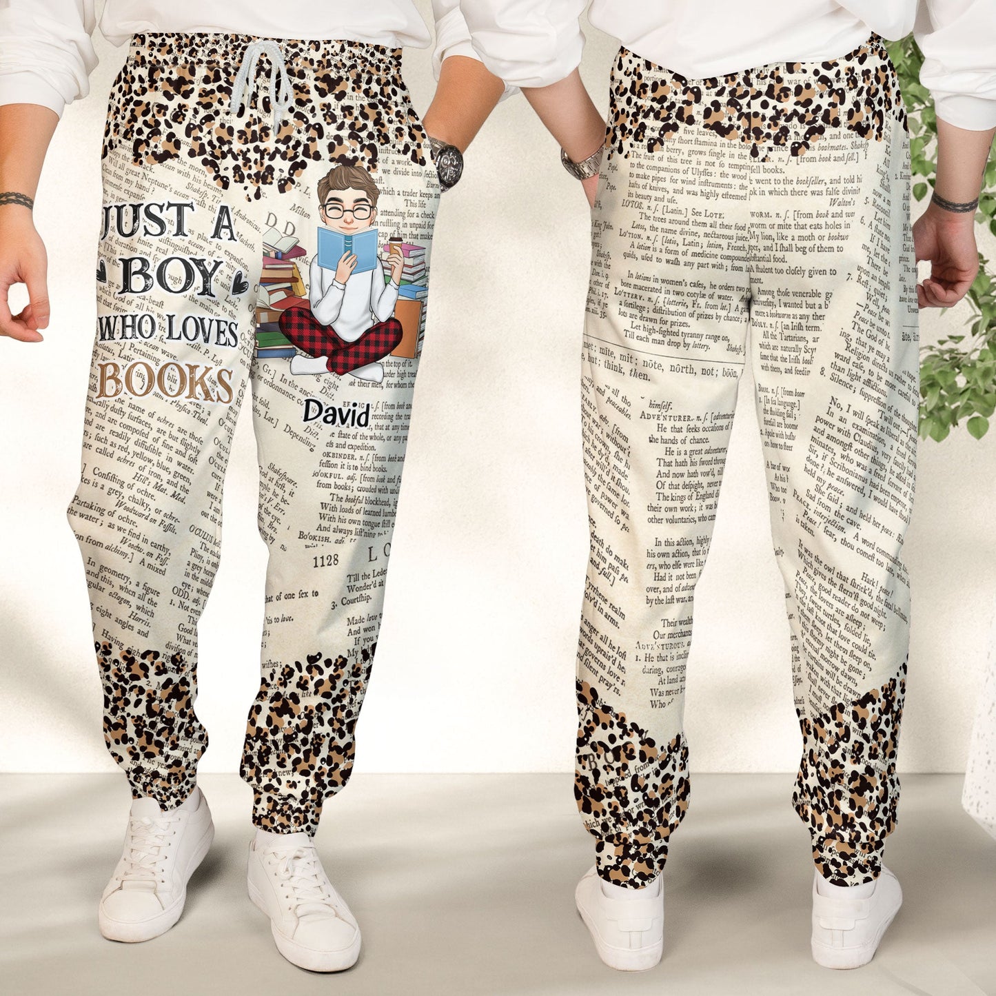 Just A Girl Who Loves Books Leopard Style - Personalized Sweatpants