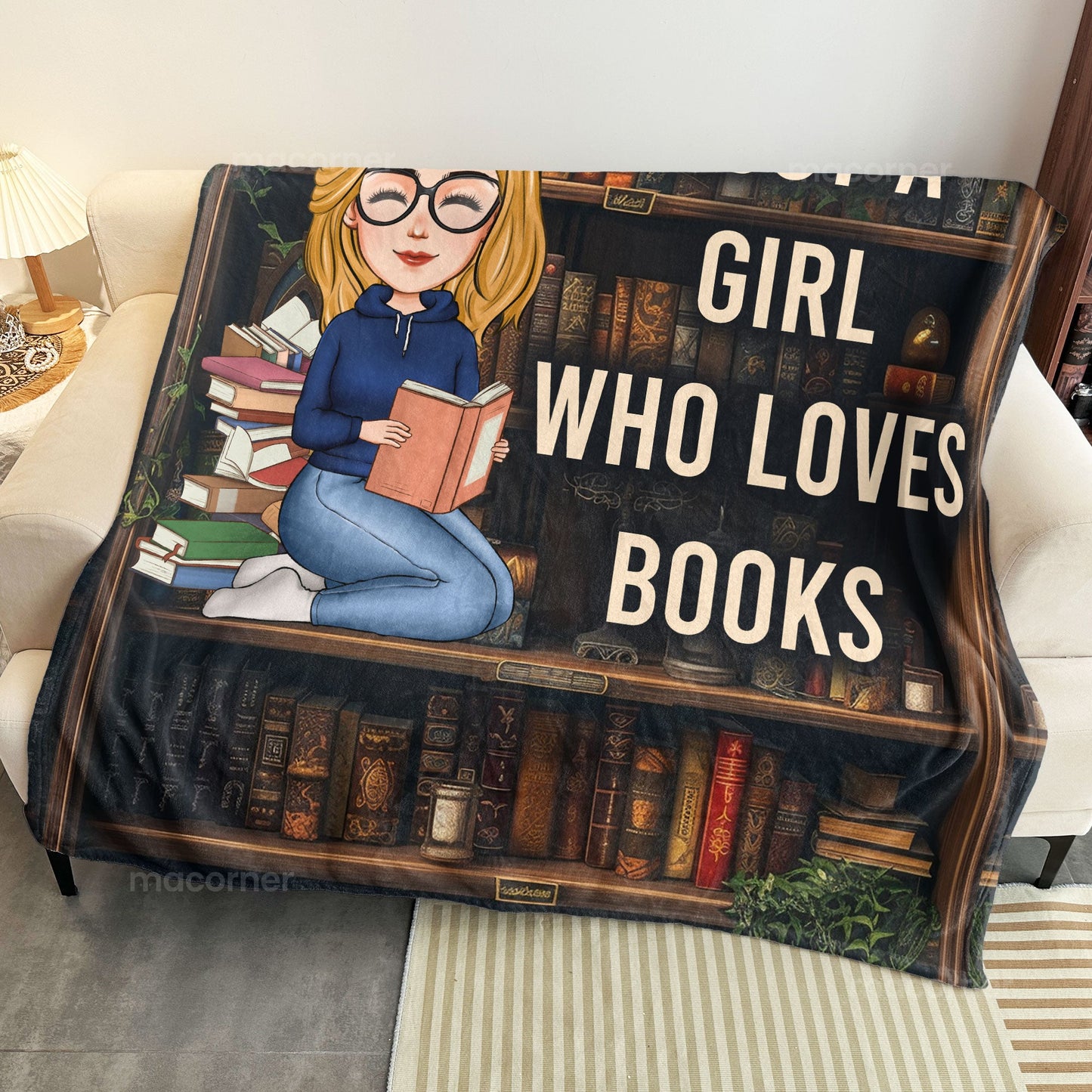Just A Girl Who Loves Books - Personalized Blanket Christmas Gift For Daughter