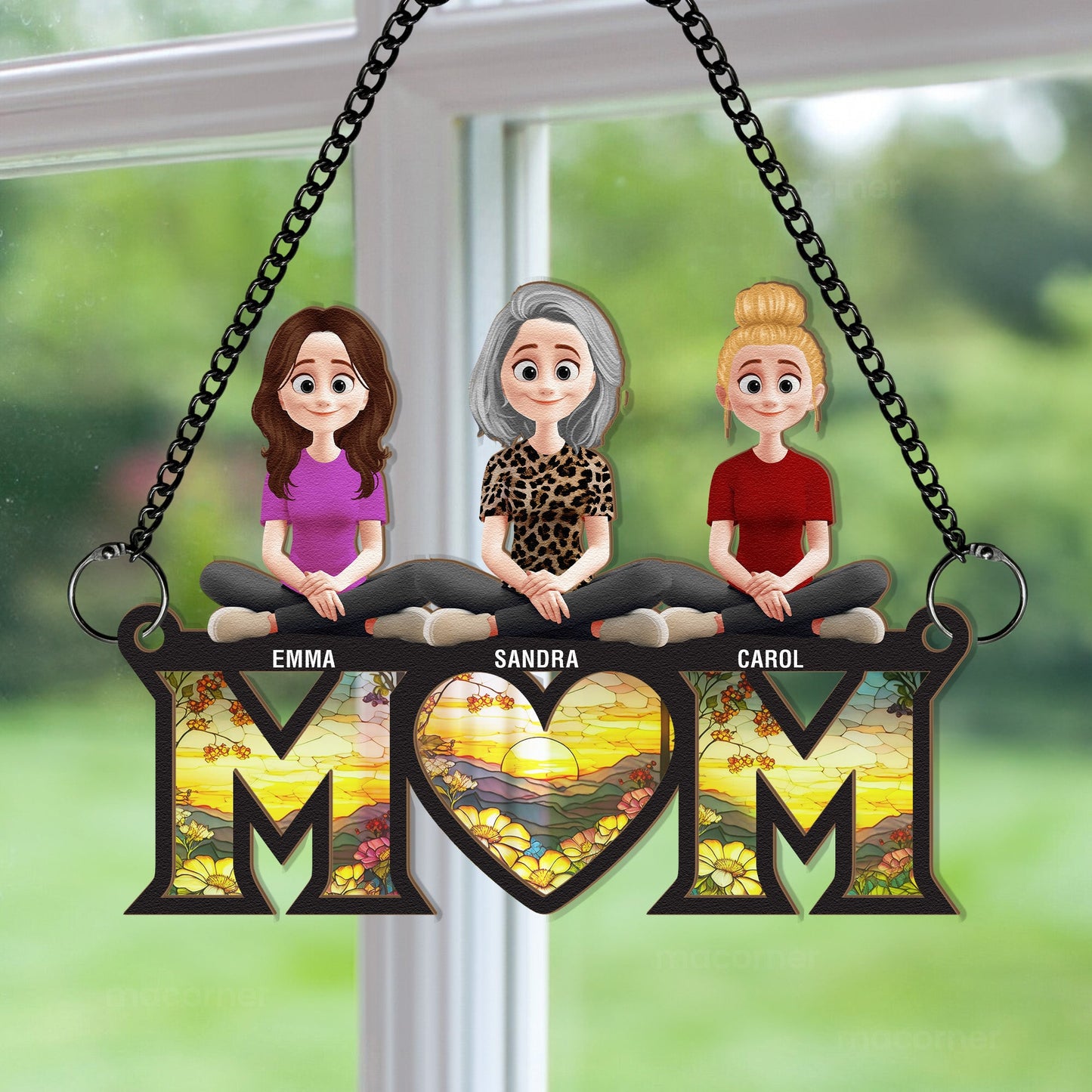 Mom Gift - Personalized Window Hanging Suncatcher Ornament Christmas Gift For Mom